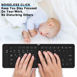 tokezo Bluetooth Foldable Wireless Keyboard with Holder Portable Rechargeable Full Size Keyboard (Sync Up to 3 Devices), Ultra-Slim Travel Folding Keyboard for Android, Windows, iOS image 3
