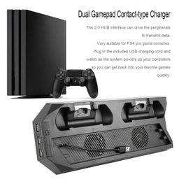 New World Vertical Stand Cooling Fan Controller Charger Dock USB Hub for Sony PS4 Pro Console image 4