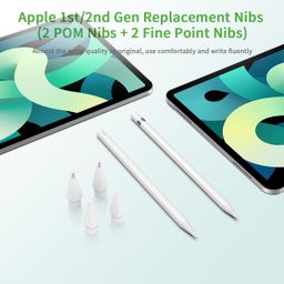 KINGONE Nibs for Apple Pencil Tip(2 POM Nibs+2 Fine Point Nibs), Compatible with Apple Pencil 1st/2nd Gen, Apple Pencil Pro/USB-C, Wear-Resistant, Highly Sensitive & Precise Control, Writing Fluently image 2