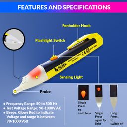 amicisense amiciTools Touchless Voltage Detector Pen AC 90-1000V – Non-Contact Electrical Tester, Beep & Red Light Indicator, 50-500Hz Frequency Range, Safe & Easy to Use image 2