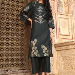 KIDAR Round Neck Woven Design Tunic & Trouser-picture-15