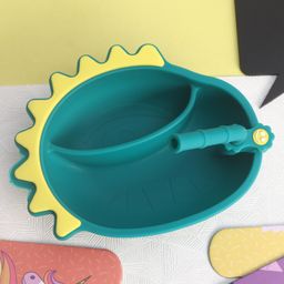 Two Compartmented Bowl With Detachable Straw - Green-picture-7