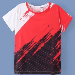 Pine Active Half Sleeves Sportswear T-Shirt Abstract Printed - Red-image-27