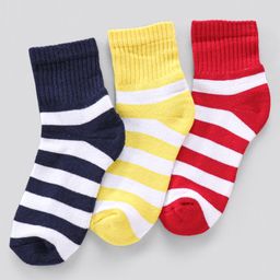 Pine Kids Anti Microbial Striped Ankle Length Terry Socks Set of 3 Pairs (Color May Vary)-image-62
