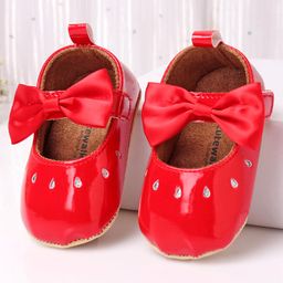 Cute Walk by Babyhug Party Booties with Bow and Velcro Closure - Red-image-76
