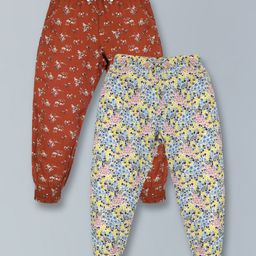 Plum Tree Pack Of 2 Seamless Ditsy Floral Printed Pants - Orange & White-image-81