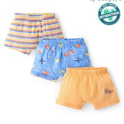 Babyoye 100% Cotton with Antibacterial Finish Airplane Printed Briefs Pack of 3 - Multicolour-image-93