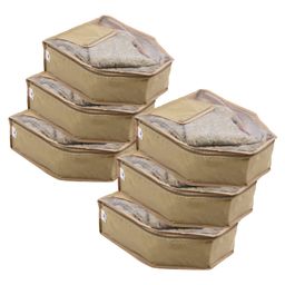 Kuber Industries Blouse Cover  Non Woven Foldable Wardrobe Organizer For Woman  Cloth Organizer Top Transparent & One Small Pocket  Pack of 6  Cream-27