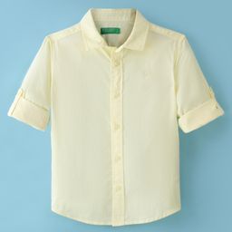UCB Cotton Woven Full Sleeves Solid Colour Shirt - Yellow-picture-43