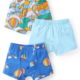 Babyhug 100% Cotton Knit Trunk with Boat Print Pack Of 3 - Multicolor-image-63