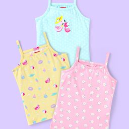 Babyhug100% Cotton Knit Singlet Sleeves Slips Polka Dot & Duck Print Pack of 3 - Pink Blue & Yellow-image-63