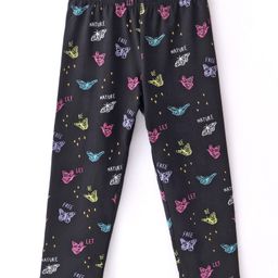 Doreme  Single Jersey Knit Full Length Leggings with Butterfly Print - Black-image-45