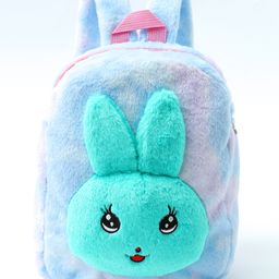 Soft Plush Toy Bag with Bunny Applique Blue - 11 Inches-image-92