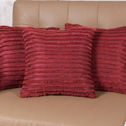 Saral Home Axis Stripe Cushion Cover 3pc, Maroon.-image-77