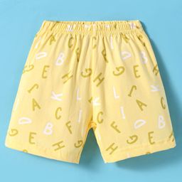 Tango Single Jersey Knee Length Shorts With Alphabet Text Print - Yellow-image-62