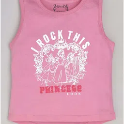 giniekids Cotton Sleeveless I Rock This Princess Look Text Printed Top - Pink-picture-18