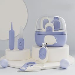 4-in-1 Baby Grooming Kit With Nail Clipper Scissors Tweezers & Filer Safe & Gentle Care Set with Cute Whale Case - Purple-image-60