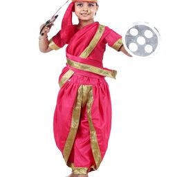 BookMyCostume Independence Day Theme Rani Laxmibai Costume Set - Pink & Golden-image-62