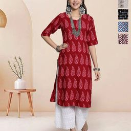 7Threads Women Pack of 5 Ethnic Motifs Printed Straight Kurtas-picture-47