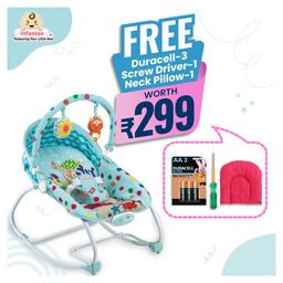 INFANTSO Baby Rocker Portable with Free Mosquito Net & Calming Vibrations with Music & Musical Toy (Blue) image 2