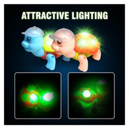 Planet of Toys Tortoise Toy for Kids with Music, Sound Effects, and Forward Movement Interactive Battery Operated Crawling Turtle Toy, Educational and Fun Playtime Companion, Color May Vary image 2