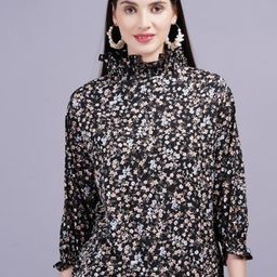 Jyoti Women Floral Print High Neck Blouson Top-image-64