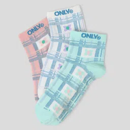 ONLY Women Pack Of 3 Checked Ankle Length Socks-42