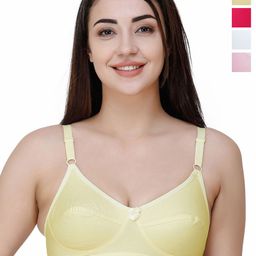 College Girl Pack of 4 Solid Non Padded Full Coverage All Day Comfort Cotton Bra-picture-40