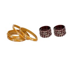Somil Elegant Combo Glass Bangle Set | Handmade Traditional Chudi For Women | Perfect For Daily & Occasion Use, Combo of 2 Set, Yellow, Maroon-image-90