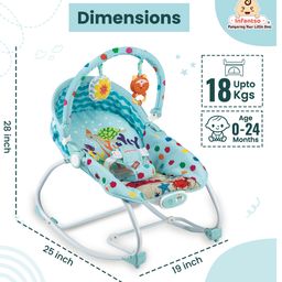 INFANTSO Baby Rocker Portable with Free Mosquito Net & Calming Vibrations with Music & Musical Toy (Blue) image 3