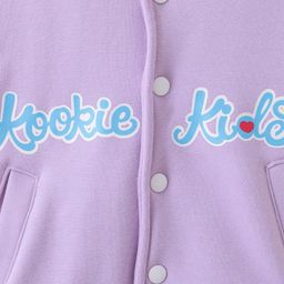 Kookie Kids Full Sleeves Front Open Bomber Jacket with Text Print - Mauve image 4