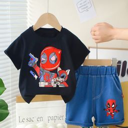 INCLUD Boys Deadpool Printed Short Sleeves T-shirt With Shorts-44