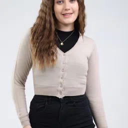 Monte Carlo V-Neck Woollen Crop Cardigan-picture-44