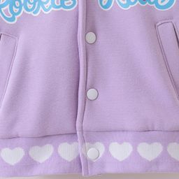 Kookie Kids Full Sleeves Front Open Bomber Jacket with Text Print - Mauve image 5