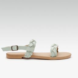 Street Style Store Women Mint Green Braided Open Toe Flats-image-74