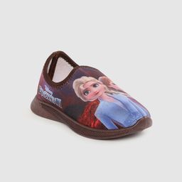 toothless Girls Brown & Blue Disney Frozen Elsa & Anna Print Slip-On Sneakers-image-73