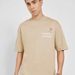 7 Alt By Pantaloons Beige Cotton Loose Fit Printed T-Shirt-picture-12