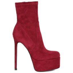 London Rag Women's Burgundy Stiletto Booties-image-18
