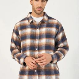 Styli Multicolored Campfire Brushed Flannel Checkered Oversized Fit Shirt-image-19