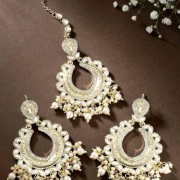 Peora Golden White Kundan Set for Women-image-15