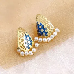 Sohi Navy Blue Farah Drop Earrings for Women-picture-27