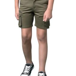 Crimsoune Club Boys Olive Cotton Slim Fit Shorts-image-70