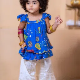 Tura Turi Girls Blue Art Silk Kurta Sets-picture-43