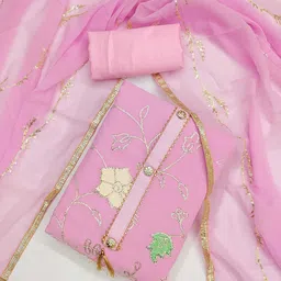 LeeliPeeri Designer Embroidered Unstitched Dress Material-image-3