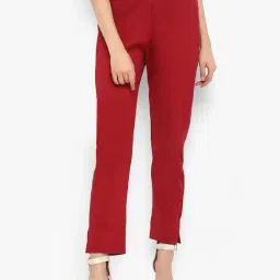 Janasya Maroon Regular Fit Elasticated Crop Pants-image-15
