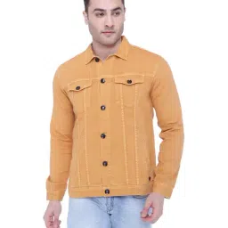 Kuons Avenue Mustard Shirt Collar Denim Jacket-image-43