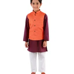 VASTRAMAY Kids Purple & White Textured Kurta Set-23