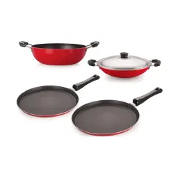 Nirlon Non-Stick Red Aluminium Gas Compatible Cookware Utencil Combo Set-image-60