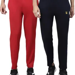 Vimal Jonney Red & Navy Cotton Lounge Pants - Pack of 2-image-79