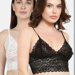 N-Gal Black & White Lace Work Bralette Bras - Pack Of 2-picture-25